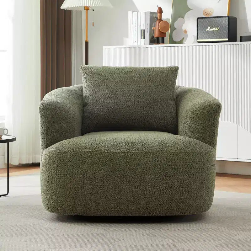 GDFStudio Frank 360Swivel Upholstered Accent Chair with Throw Pillow