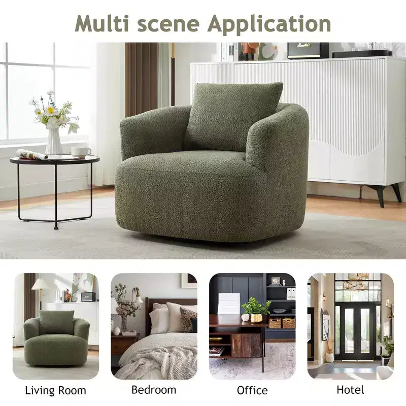 GDFStudio Frank 360Swivel Upholstered Accent Chair with Throw Pillow