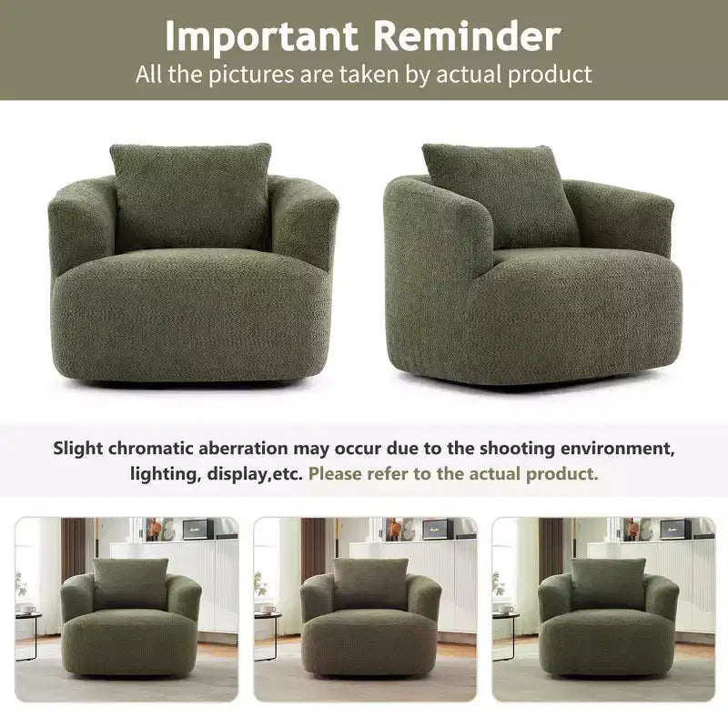 GDFStudio Frank 360Swivel Upholstered Accent Chair with Throw Pillow