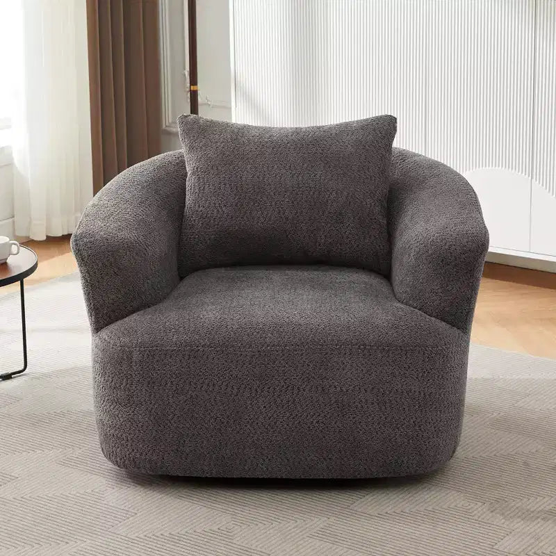 GDFStudio Frank 360Swivel Upholstered Accent Chair with Throw Pillow