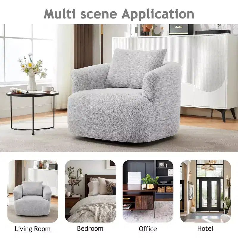 GDFStudio Frank 360Swivel Upholstered Accent Chair with Throw Pillow