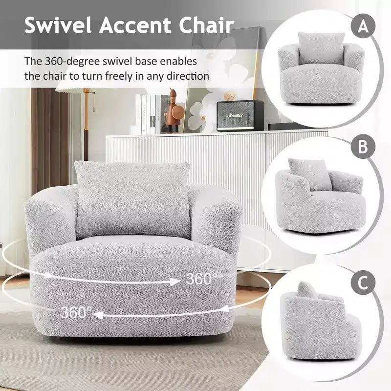 GDFStudio Frank 360Swivel Upholstered Accent Chair with Throw Pillow