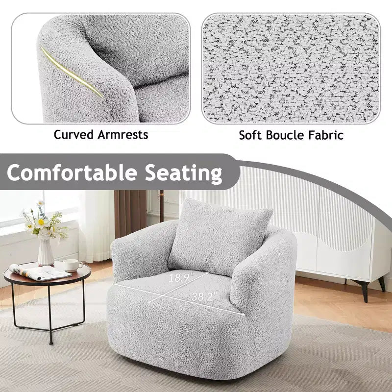 GDFStudio Frank 360Swivel Upholstered Accent Chair with Throw Pillow