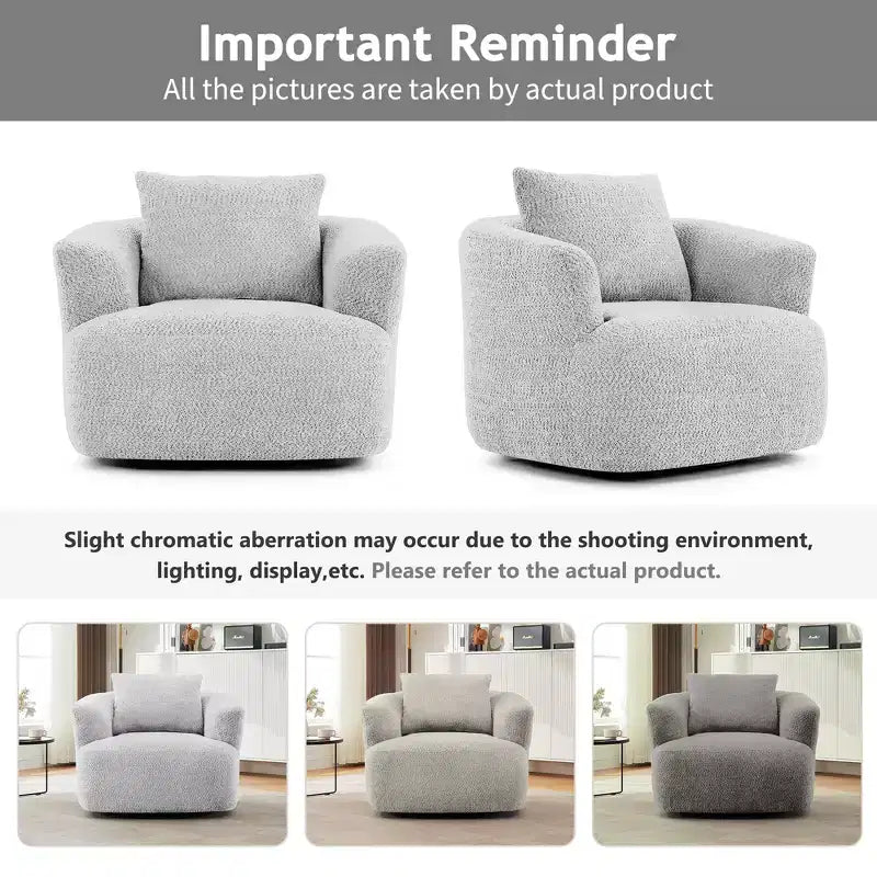 GDFStudio Frank 360Swivel Upholstered Accent Chair with Throw Pillow