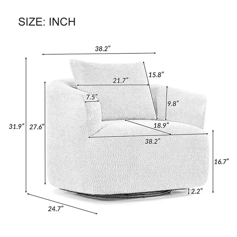 GDFStudio Frank 360Swivel Upholstered Accent Chair with Throw Pillow