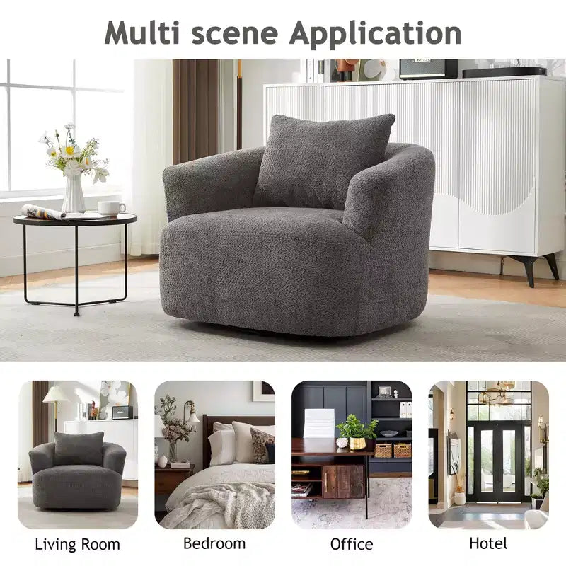GDFStudio Frank 360Swivel Upholstered Accent Chair with Throw Pillow