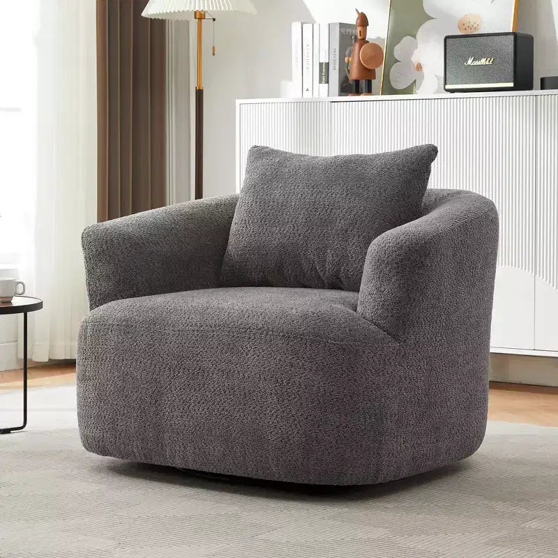 GDFStudio Frank 360Swivel Upholstered Accent Chair with Throw Pillow