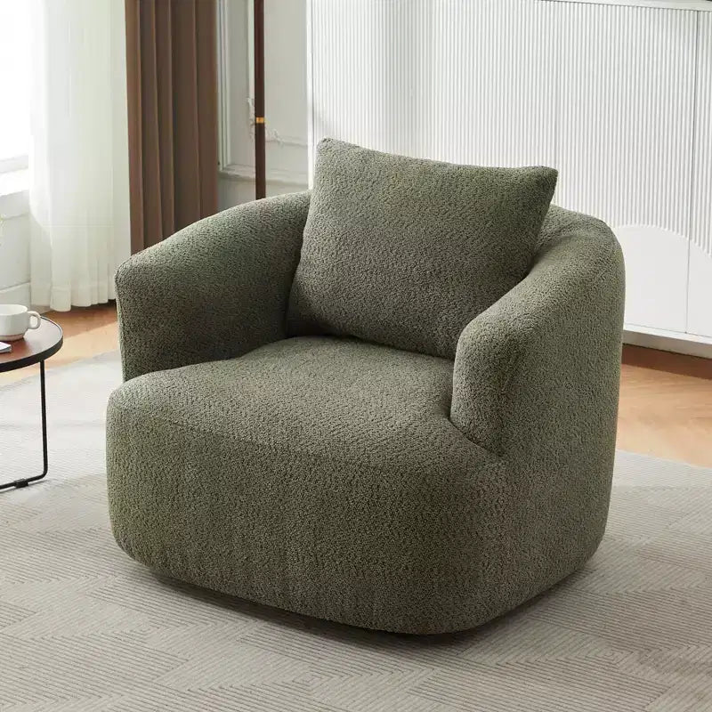 GDFStudio Frank 360Swivel Upholstered Accent Chair with Throw Pillow