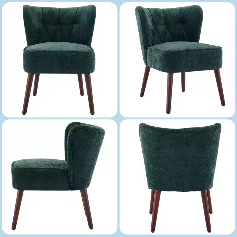 Mid-Century Modern Upholstered Armless Accent Chair, Tufted Back & Wooden Legs Lounge Chair with Soft Fabric, Stylish Seating for Living Room
