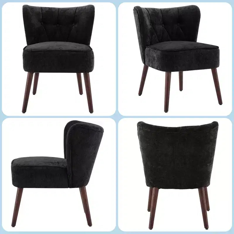 Mid-Century Modern Upholstered Armless Accent Chair, Tufted Back & Wooden Legs Lounge Chair with Soft Fabric, Stylish Seating for Living Room