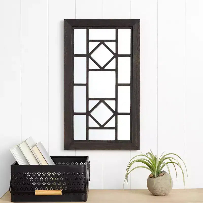 The Lakeside Collection Decorative Wood Rectangular Black Framed Mirror -
