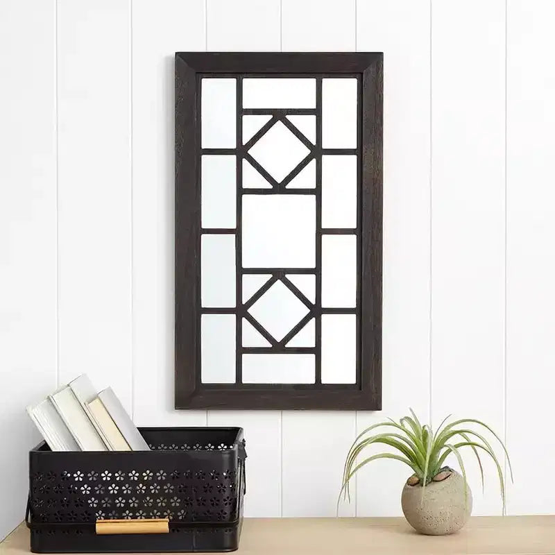 The Lakeside Collection Decorative Wood Rectangular Black Framed Mirror -