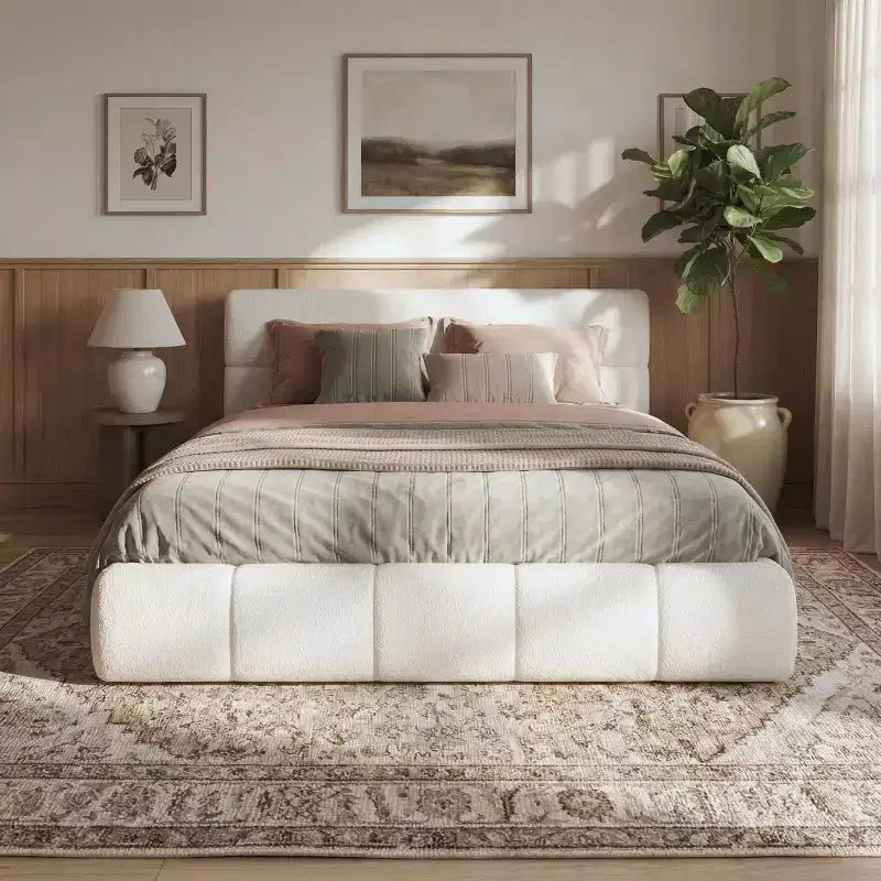 Christopher Knight Home Valentina Modern Boucle Upholstered Platform Bed with Headboard