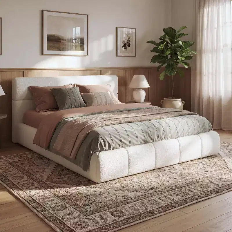 Christopher Knight Home Valentina Modern Boucle Upholstered Platform Bed with Headboard
