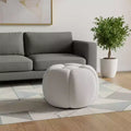 HomeRoots 19 White Tufted Boucle Round Ottoman