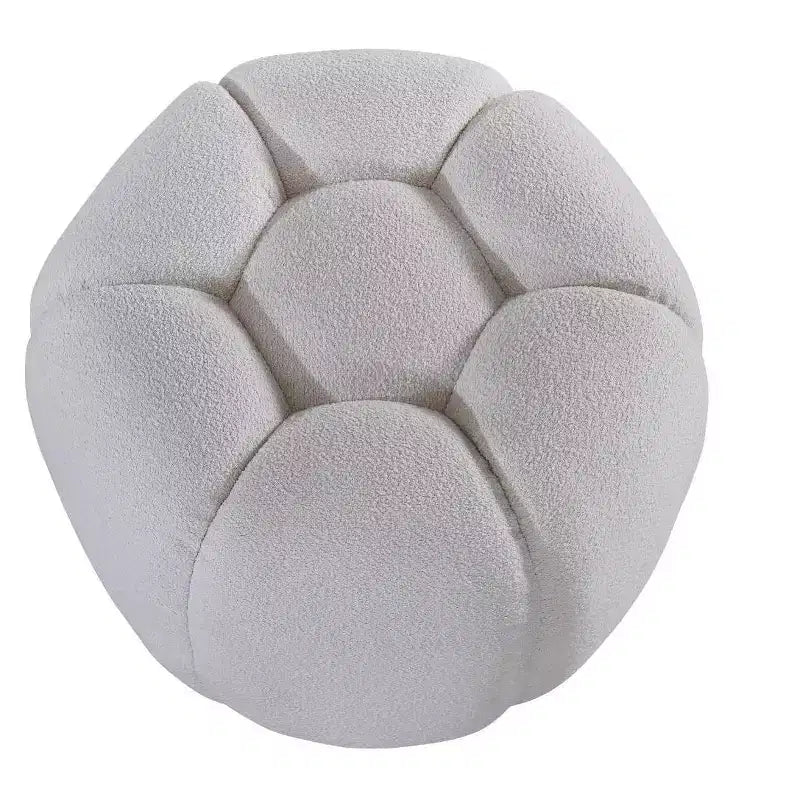 HomeRoots 19 White Tufted Boucle Round Ottoman