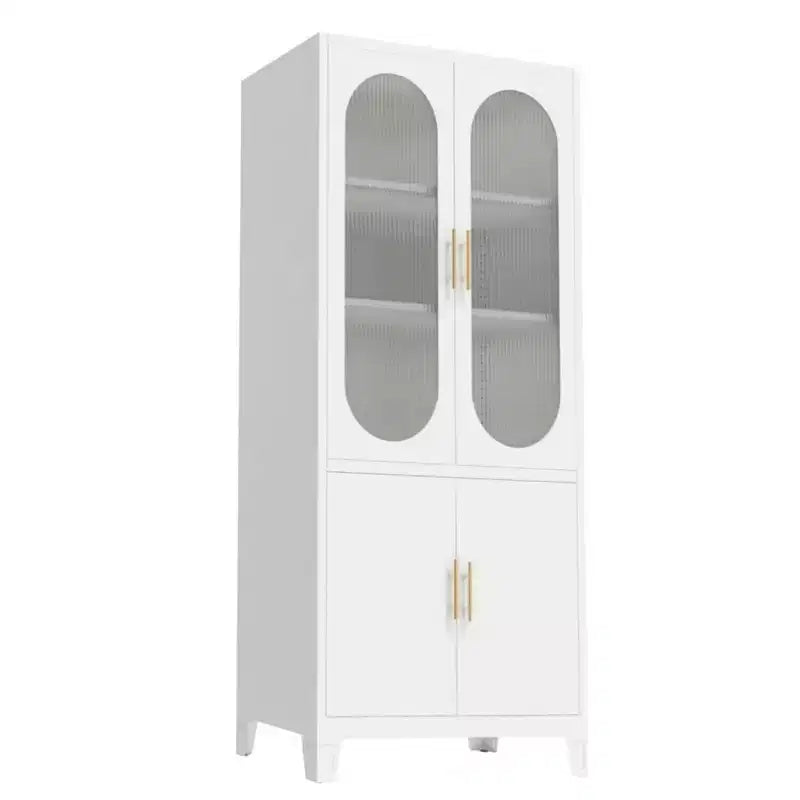 Modern Freestanding Bathroom Storage Cabinet C 70 Tall White Tall Cabinet with Tempered Glass Door, Adjustable Shelves, Ideal for Linens, Dishes