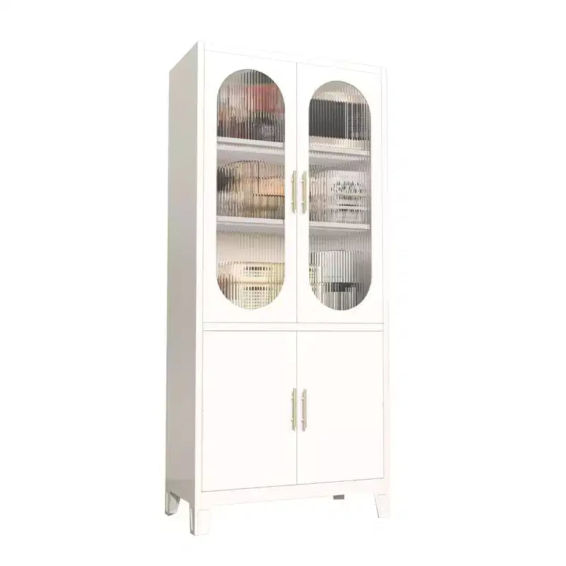 Modern Freestanding Bathroom Storage Cabinet C 70 Tall White Tall Cabinet with Tempered Glass Door, Adjustable Shelves, Ideal for Linens, Dishes