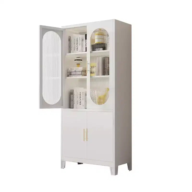 Modern Freestanding Bathroom Storage Cabinet C 70 Tall White Tall Cabinet with Tempered Glass Door, Adjustable Shelves, Ideal for Linens, Dishes