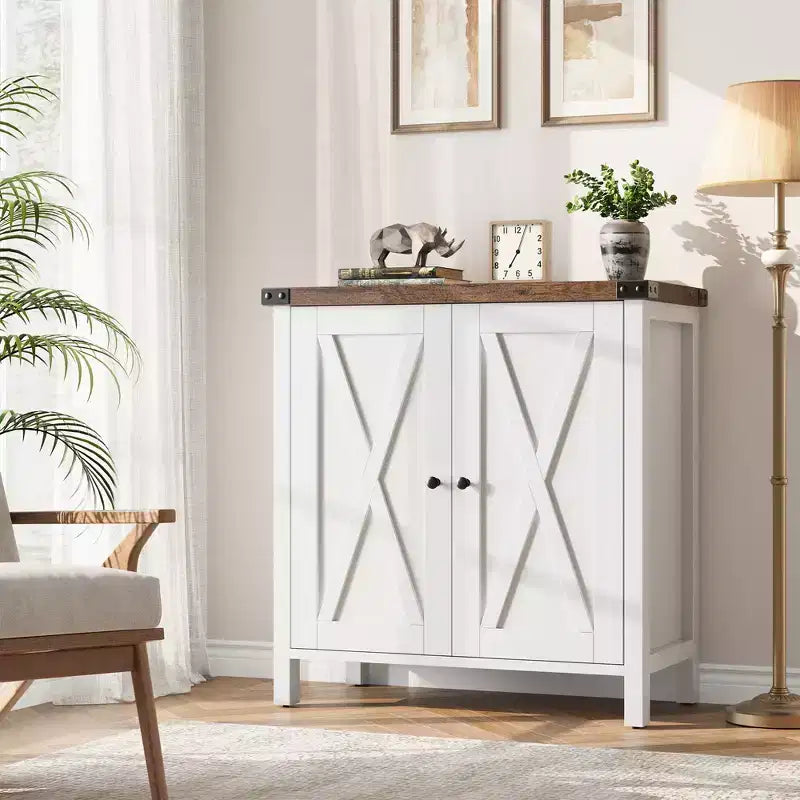 Farmhouse Sideboard Cabinet, 2-Door Accent Console with Adjustable Shelves for Kitchen, Coffee Bar, Living Room & Entryway