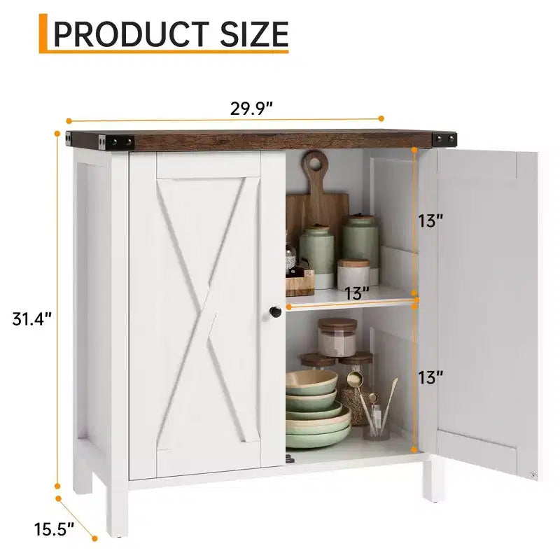 Farmhouse Sideboard Cabinet, 2-Door Accent Console with Adjustable Shelves for Kitchen, Coffee Bar, Living Room & Entryway