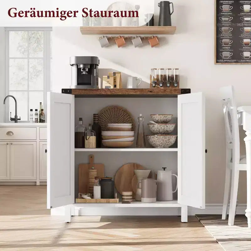 Farmhouse Sideboard Cabinet, 2-Door Accent Console with Adjustable Shelves for Kitchen, Coffee Bar, Living Room & Entryway