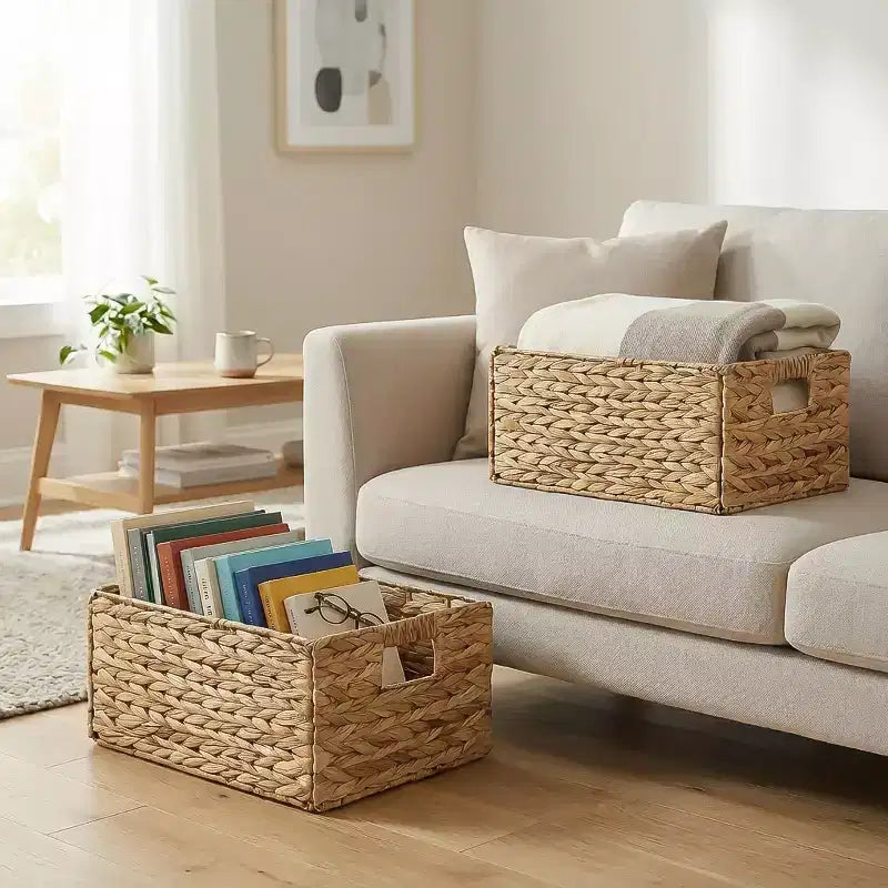 Garnen Pantry Basket Organizer, Woven Baskets for Pantry Organization, Pantry Storage Basket for Organizing 15x11, Wicker Baskets with Handles