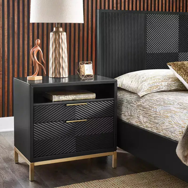 Alizee 26 Tall 2 - Drawer Nightstand - Black - iNSPIRE Q