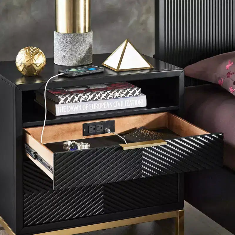 Alizee 26 Tall 2 - Drawer Nightstand - Black - iNSPIRE Q