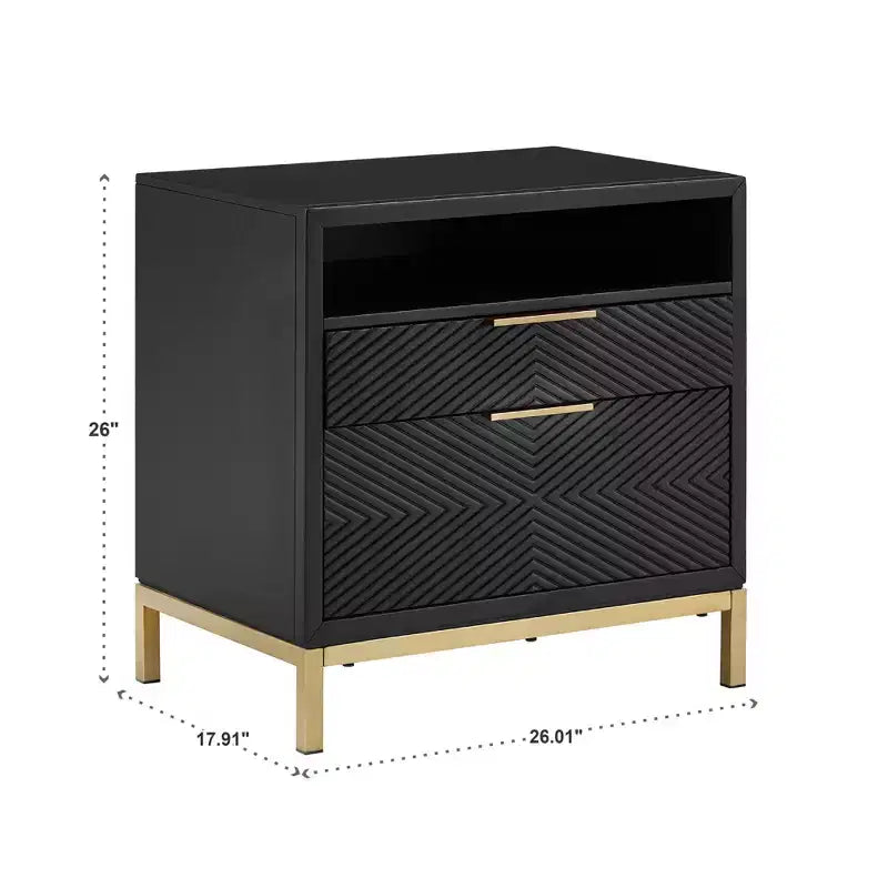 Alizee 26 Tall 2 - Drawer Nightstand - Black - iNSPIRE Q