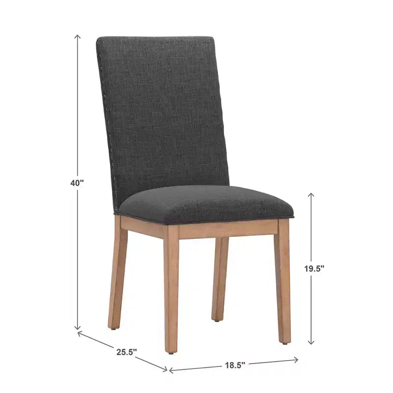 Amiford Nailhead Accent Parson Linen Dining Chairs (Set of 2) - iNSPIREQ