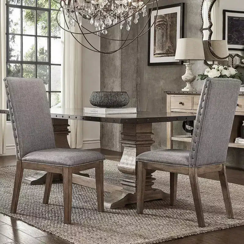 Amiford Nailhead Accent Parson Linen Dining Chairs (Set of 2) - iNSPIREQ