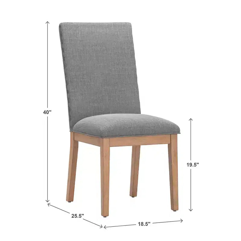 Amiford Nailhead Accent Parson Linen Dining Chairs (Set of 2) - iNSPIREQ