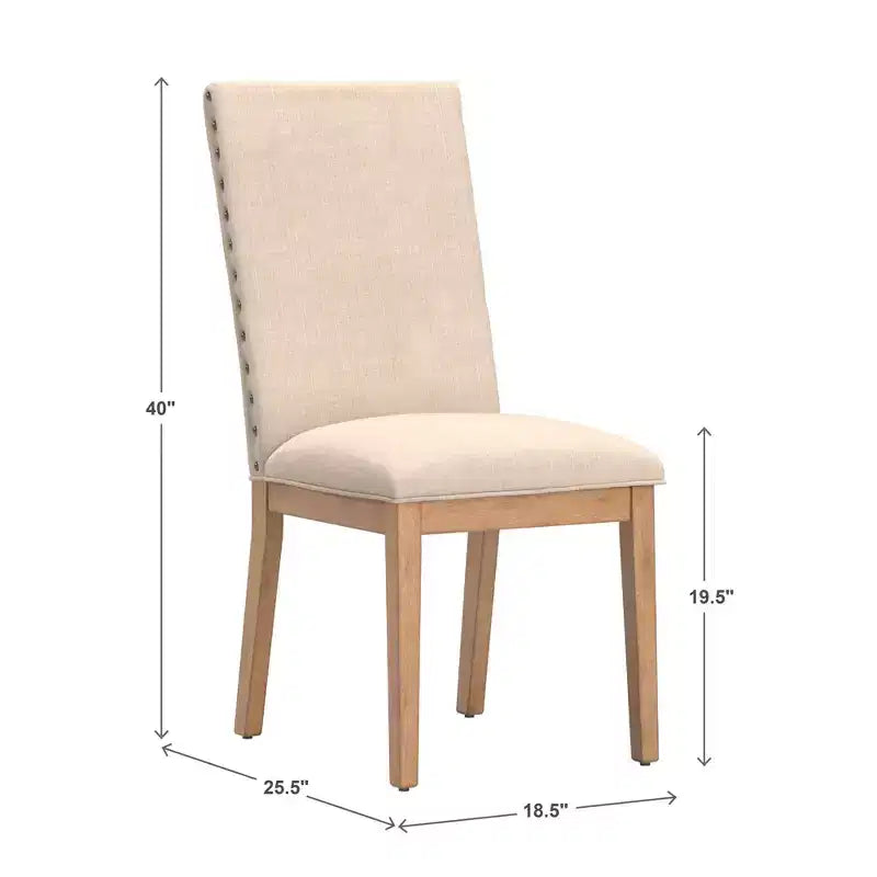 Amiford Nailhead Accent Parson Linen Dining Chairs (Set of 2) - iNSPIREQ
