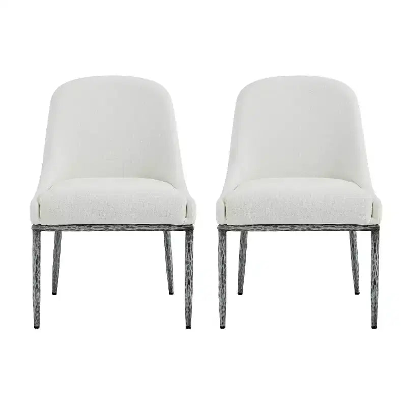 Christopher Knight Home Chanin Modern Glam Upholstered Dining Chairs with Hammered Iron Legs (Set of 2)