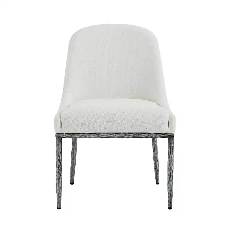 Christopher Knight Home Chanin Modern Glam Upholstered Dining Chairs with Hammered Iron Legs (Set of 2)