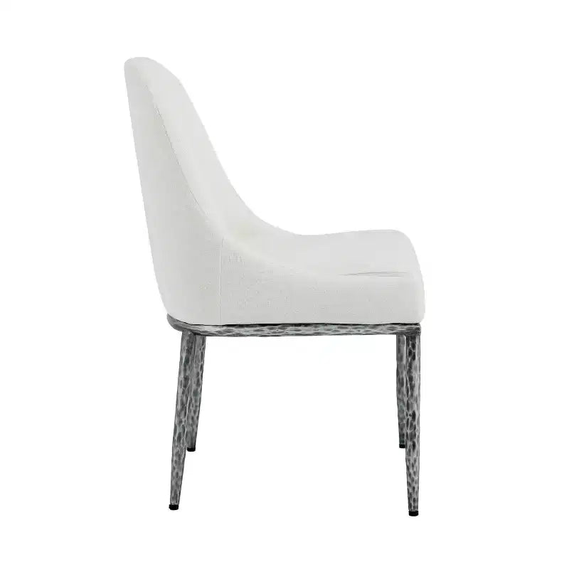 Christopher Knight Home Chanin Modern Glam Upholstered Dining Chairs with Hammered Iron Legs (Set of 2)