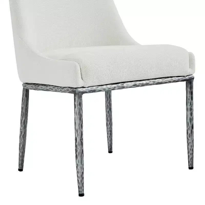 Christopher Knight Home Chanin Modern Glam Upholstered Dining Chairs with Hammered Iron Legs (Set of 2)