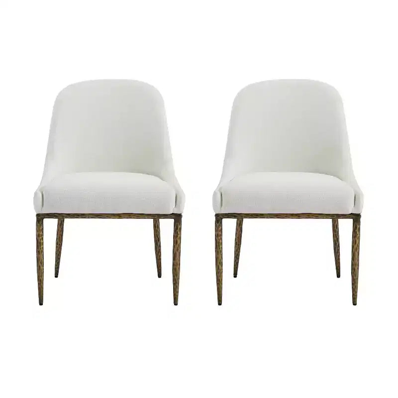 Christopher Knight Home Chanin Modern Glam Upholstered Dining Chairs with Hammered Iron Legs (Set of 2)