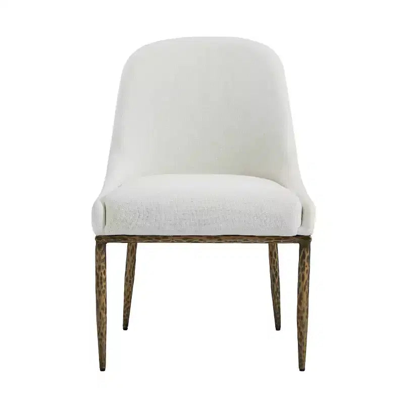 Christopher Knight Home Chanin Modern Glam Upholstered Dining Chairs with Hammered Iron Legs (Set of 2)