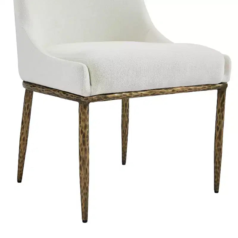Christopher Knight Home Chanin Modern Glam Upholstered Dining Chairs with Hammered Iron Legs (Set of 2)