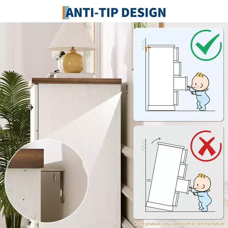 Dresser, Chest of Drawers 5 Drawer Tall Fluted Vertical Storage, Wood Bedroom Organizer with Metal Handles, Space-Saving for Apartment