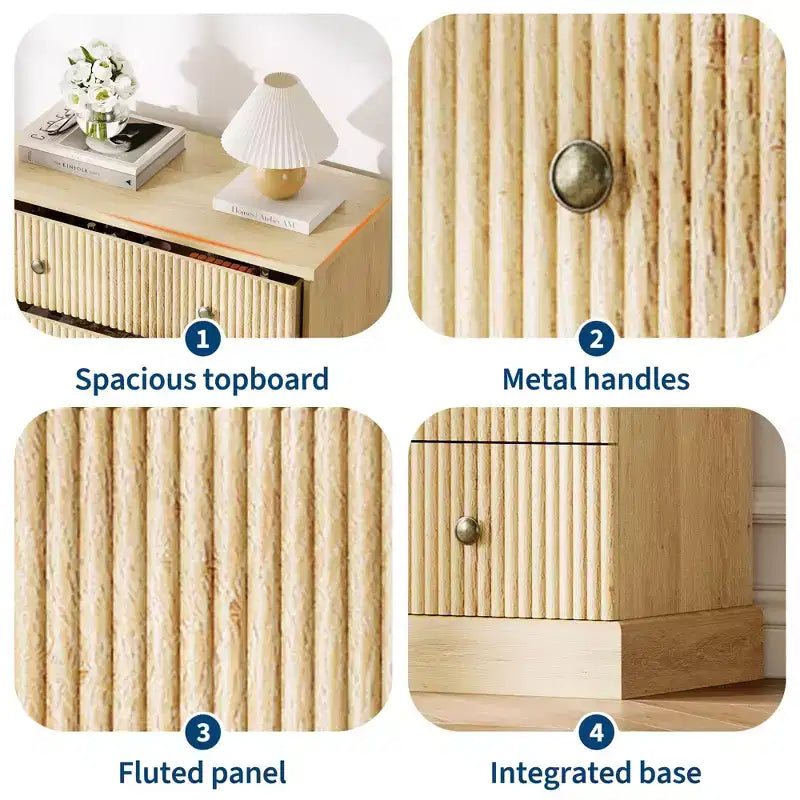 Dresser, Chest of Drawers 5 Drawer Tall Fluted Vertical Storage, Wood Bedroom Organizer with Metal Handles, Space-Saving for Apartment
