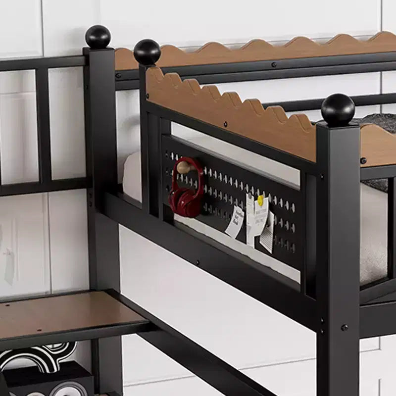 Bellemave Loft Bed with Storage Stairs, Metal Loft Beds Frame with Storage Shelves and Bookshelf for Bedroom, Guest and Dorms, Black