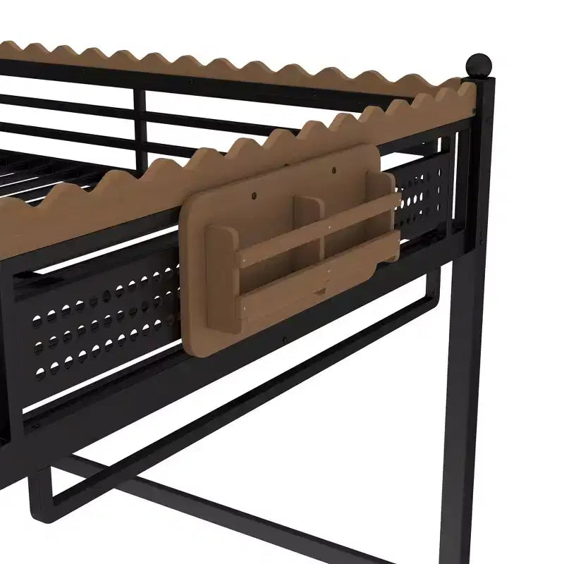 Bellemave Loft Bed with Storage Stairs, Metal Loft Beds Frame with Storage Shelves and Bookshelf for Bedroom, Guest and Dorms, Black