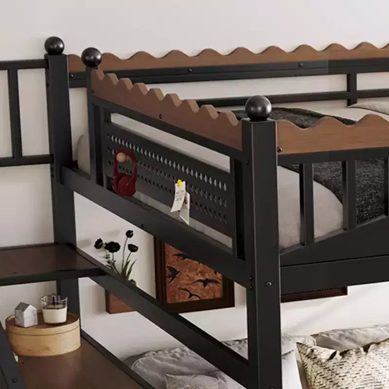 Bellemave Loft Bed with Storage Stairs, Metal Loft Beds Frame with Storage Shelves and Bookshelf for Bedroom, Guest and Dorms, Black