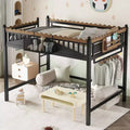 Bellemave Loft Bed with Storage Stairs, Metal Loft Beds Frame with Storage Shelves and Bookshelf for Bedroom, Guest and Dorms, Black