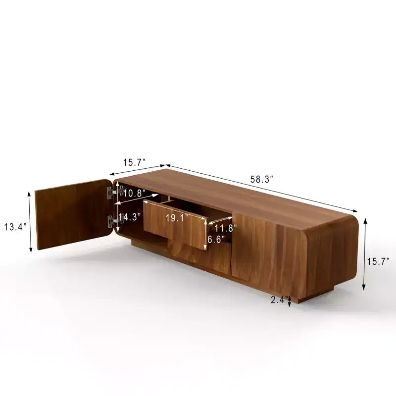 GDFStudio Deidre 58-Inch Modern TV Stand with Spiral Wave Design and Storage