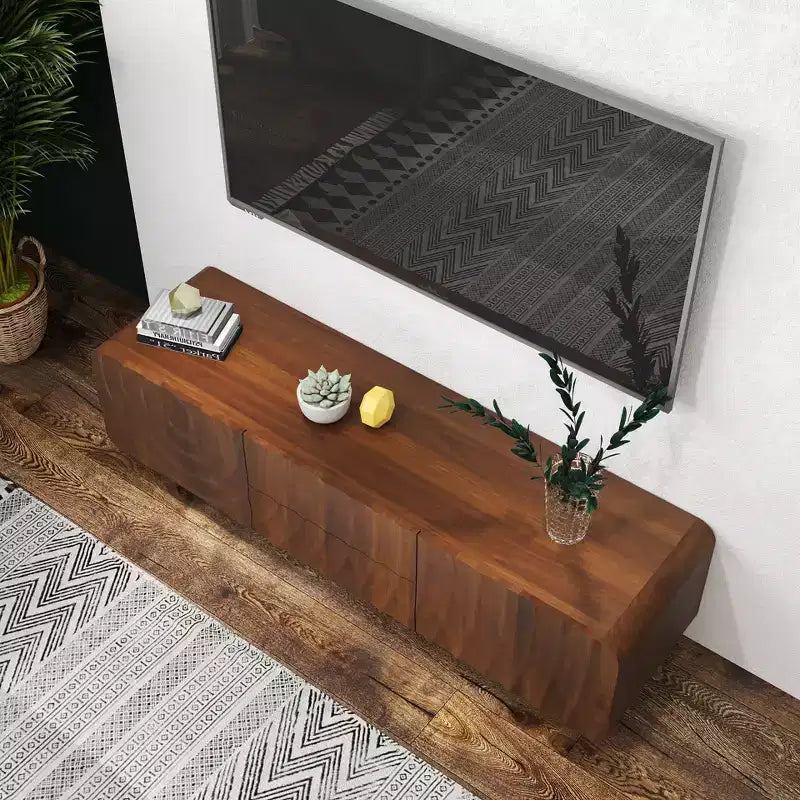 GDFStudio Deidre 58-Inch Modern TV Stand with Spiral Wave Design and Storage