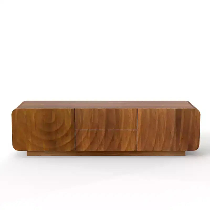 GDFStudio Deidre 58-Inch Modern TV Stand with Spiral Wave Design and Storage